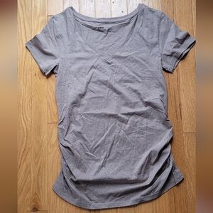 Pact Maternity Organic CottonShort Sleeve V-Neck Tee, Stucco Heather, Size Small